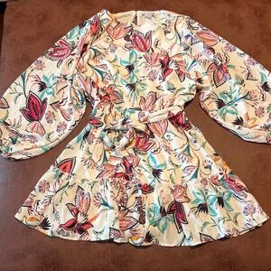 Baltic Born Floral Mini Dress in Cream with Red and Teal Accents